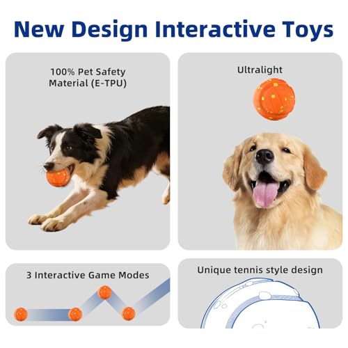 BIRDTOBR Interaktiver Hundeball, Hundespielzeug Ball, 3 Spielmodi USB Wiederaufladbar Intelligentes Spielzeug, Self Moving Dog Ball für Hunde, Geeignet für Welpen mittlere und große Hunde(Or-4