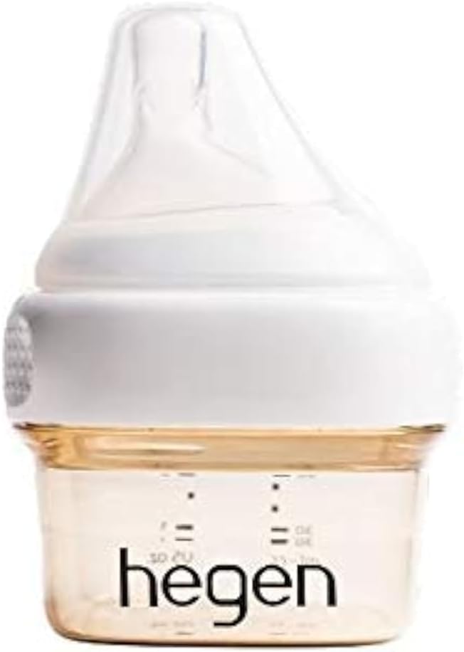 Hegen 60ml/2oz Feeding Bottle with Extra Slow Flow Teat -Press-to-Close, Twist-to-Open (PCTO™) Lid, Breast-Like Nipple, Anti-Colic, PPSU (Polyphenylsulfone) Material, BPA-Free,0+ Months,