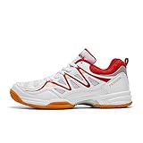 FJJLOVE Männer Tennisschuhe, Verschleißfeste Badminton Schuhe Atmungsaktive Tisch Tennis Schuhe Antiscid Gummi Sohle Volleyball Schuhe,Rot,38 EU