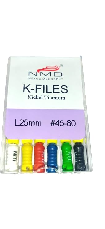 NMD Dental NITI-K-Files (25MM, ASSORTED(#45-80)) (Pack of 6pc)