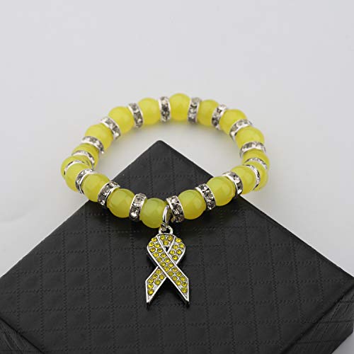 CENWA Yellow Awareness Bracelet Yellow Rhinestone Ribbon Charm Cancer Awareness Jewelry Gift for Endometriosis/Bladder Cancer/Suicide Prevention/Bone Cancer3