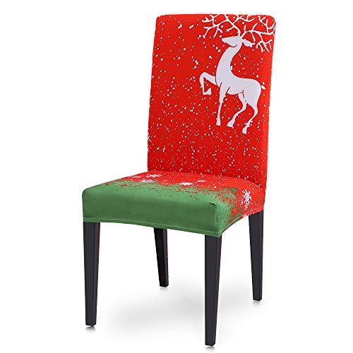 Dihope, Couverture de Chaise Noël Imprimé Elastique Stretch Housse de Chaise Extensible Salle Cuisine Décoration Fête Dîner Cover