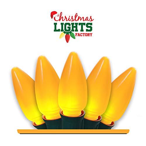 Christmas Lights Factory - C9 - Orange - Super Bright Led Frosted Bulbs - 25 Bulbs Only - Commercial Grade - Dimmable - Indoor & Outdoor. Be A Beacon Of Holiday Spirit, Joy, & Light. #TOP1