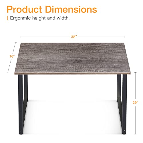 Coleshome 32 Inch Computer Desk, Modern Simple Style Desk For Home Office, Study Student Writing Desk, Grey Oak #TOP6