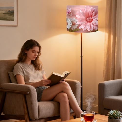 Image of Nuxovilar Lamp Shades Set of 2, 13 inch Top x 13 inch Bottom x 10 inch High (Spider) | Small lamp shades kids floral design bedroom vanity area light covers cute accessories (Floral)