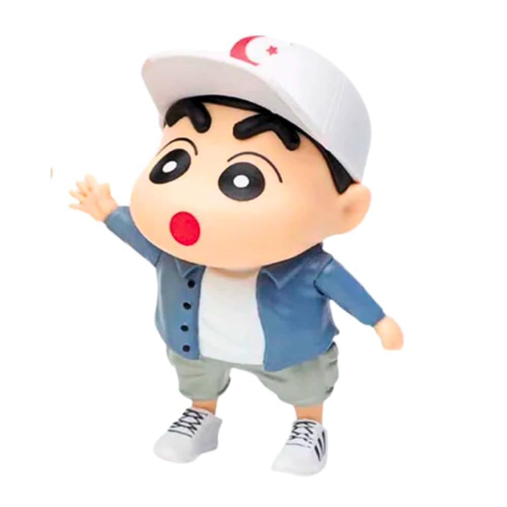 Blue Aura Shinchan Action Figure Cartoon Toy Height-9CM Multicolor PVC | Shinchan with Cap