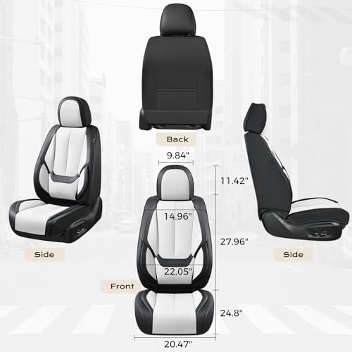 Image of Coverado Seat Covers, Car Seat Covers Front Seats, Leather Seat Covers for Cars, Car Seat Protector Waterproof, Black Car Seat Cushion, Front Carseat Cover Universal Fit for Most Cars White