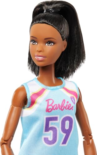 Barbie Made to Move Doll & Accessories, Brunette Basketball Player | Wearing Removable Uniform with Ball, 22 Bendable Joints​ - image 2