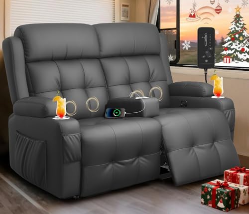 Tiooii RV Loveseat Recliner Sofa, Massage Wall Hugger