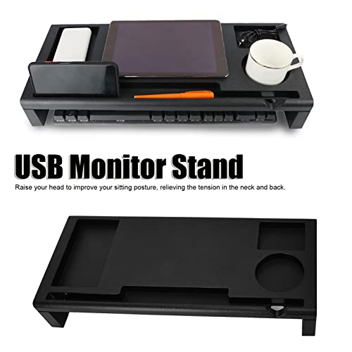 Suporte de monitor USB, slots de armazenamento Suporte de mesa para computador com USB para estudo