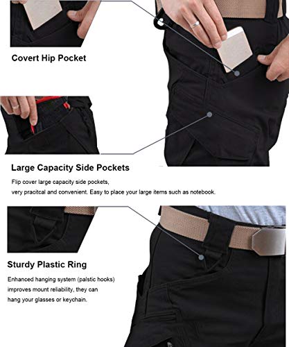 Susclude Men's Outdoor Cargo Work Trousers Military Tactical Pants Ripstop Assault Combat Trousers Hiking Pants Black 32Wx30L #TOP3