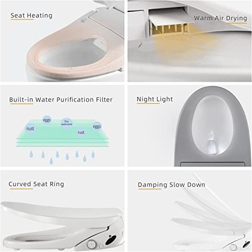 Bejoan Bidet Toilet Seat Electronic X7, Electrolyzed Water Sterilization, Prewetting, Bidet Warm Water, Heated Toilet Seat With Warm Air Dryer, Remote Control, White - Elongated #TOP4