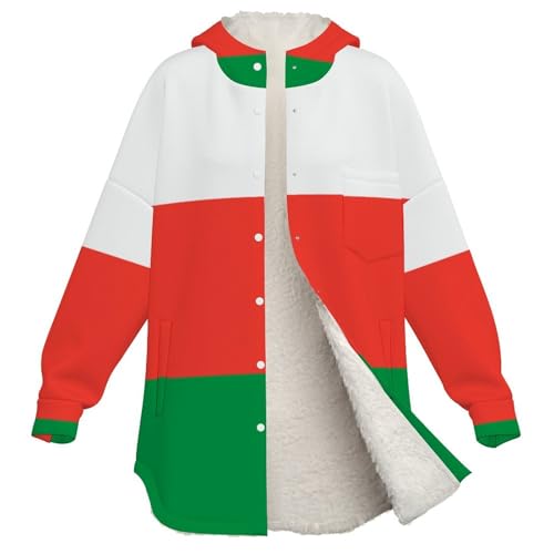 Sweat à capuche femme drapeau Oman rouge et vert veste polaire d'hiver - 4