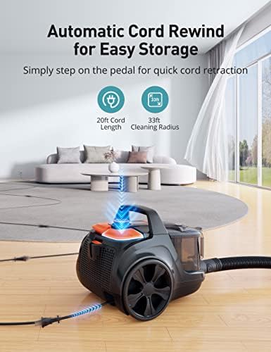 Aspiron Canister Vacuum, Upgraded 1600W Bagless Canister Vacuum Cleaner - 4