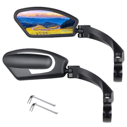 Bike Mirror Handlebar, 2 PCS Cycle Mirrors for Bike Handlebars, Bicycle Mirror Left and right 360 Degree Rotatable Sides Suitable for Bicycles, Mountain Bikes, Scooters, Motorcycle Handlebars