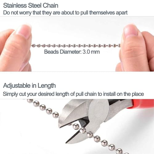 Image of LEFERS Ceiling Fan Pull Chain, 2 Pieces 1.8 inch Crystal Glass Flower Pendants with 24 inch Ceiling Fan Chain Extender and Connector (Clear)