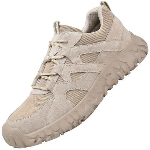 PAMEILA Steel Toe Shoes for Women Non Slip Comfortable Lightweight Slip Resistant Safety Work Shoe Indestructible Construction Composite Khaki, 230