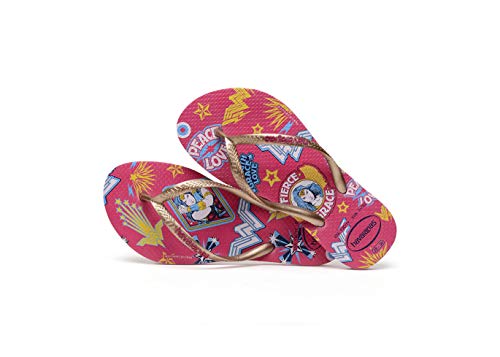 Chinelo Slim Wonder Woman, Havaianas, Meninas, Rosa Hollywood, 33/34