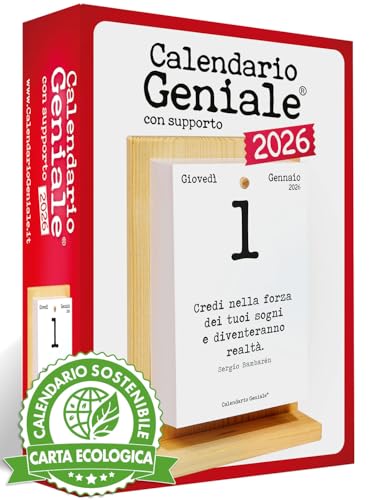 Calendario Geniale 2026. L'originale Eco Sostenibile. Il Primo Con Bonus Digitali. Idea Regalo Con Scatola. Supporto Legno Di Abete Naturale. Leggi Ogni Giorno Una Frase E Il Pensiero Filosofico. - 2