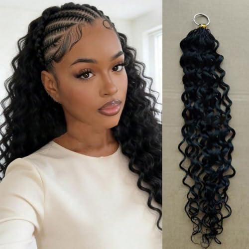 Extensiones de cabello humano para trenzas de ganchillo, rizo agua pre-torcido virgen de 24"