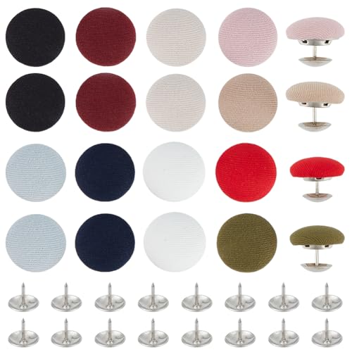 BENECREAT 20 Set 10 Color Cloth Covered Metal Buttons,