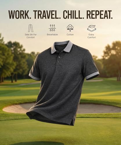 Image of Scott International Men's Cotton Polo T-Shirt | Regular Fit | Breathable & Soft Fabric | Classic Collar with Button Placket | Casual & Office Wear | Summer Essential Polo Tee for Men