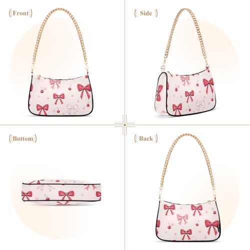 Clutch Shoulder Bags Tote Evening Purse Handbags for Women Bow Cherry Pattern Hobo Bags with Zipper Closure2