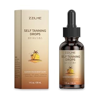 ZZILME Self Tanning Drops for Face & Body - Customizable Glow with Niacinamide, Vitamin C & Hyaluronic Acid, Gradual Sunless Tanner Serum, Non-Comedogenic Bronzing Drops 1.0 fl oz