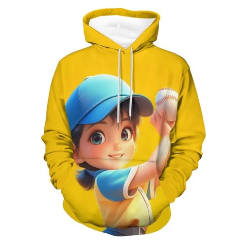 Sweat à capuche hoodie imprimé fille de baseball pour homme et femme taille S