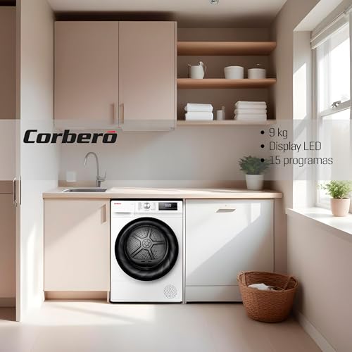 Corberó - Secadora Carga Frontal | CSBCH910W | 9 Kg | Bomba de Calor | Display LED | 15 Programas | Inicio Diferido | Inicio/Pausa y Antiarrugas | Nivel de Secado 65dB | Blanco - imagen 6