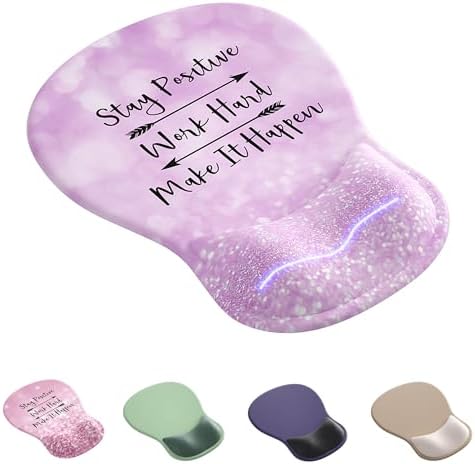 Ergonomic Mouse Pad with Wrist Rest,Cute Gel Mousepad Wrist Support - Small Mini Portable for Travel Mouse Pads for Desk Laptop,Computer,Office & Home Decor (Glitter Purple)