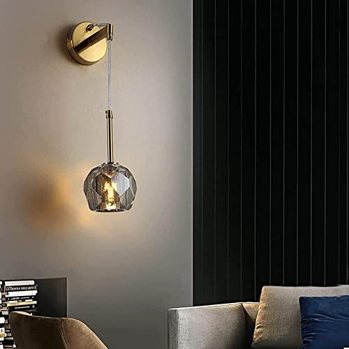 Apliques de cobre con globo de cristal regulable para iluminar el dormitorio 4