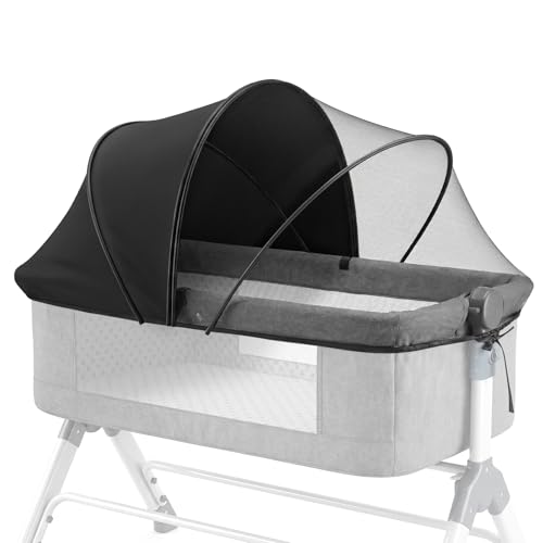 Image of Orzbow Bassinet Cover for Cats - Half-Blackout Breathable Mosquito Net Canopy for Cradles/Travel and Mini Cribs, Baby Mosquito Net to Keep Pets Out, Baby Bassinet Accessories, Two-Way Zippers, Black