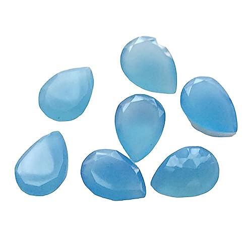 Calcédoine bleue poire facettée dos plat calibré pour sertissage réussi sans casse