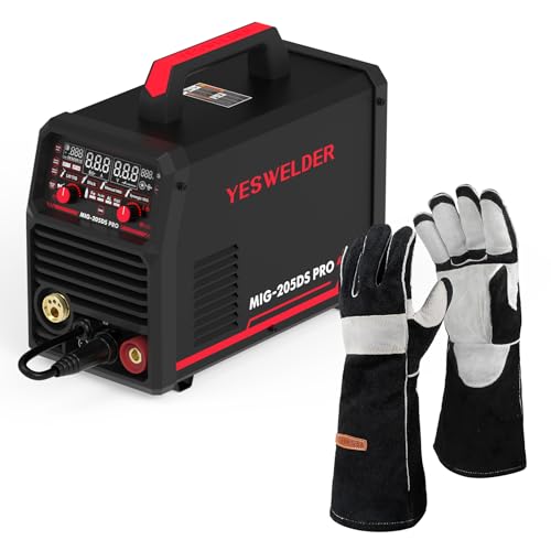 Image of YESWELDER MIG-205DS PRO MIG Welder 5 in 1 Gas MIG/Flux Core MIG/Spool Gun MIG/Lift TIG/Stick & 16 Inches,932℉,Leather Forge MIG Welding Gloves