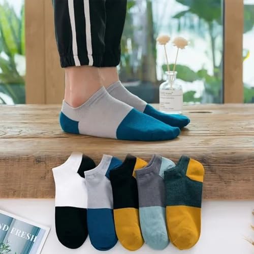 Image of MOMISY Men's Premium Cotton Cushion Ankle length Socks, (Multicolor) Pack of 5 (Free Size)
