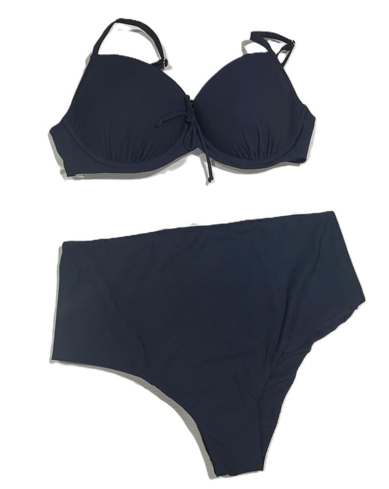 Bikini Reggiseno con Coppe Imbottite e Ferretto UO02C + Slip Alto UO011, Nero 00002, 4