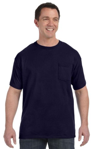 T-Shirt avec Poche Homme Hanes ComfortSoft H5590 sans étiquette en coton doux