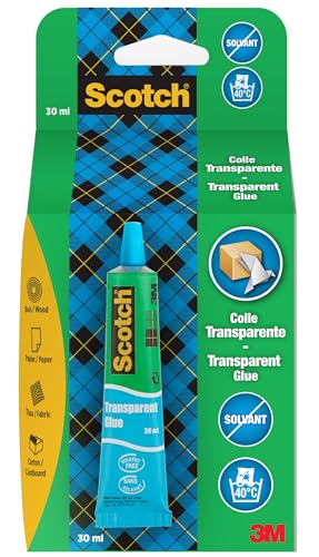 Scotch Tube de colle à usage domestique transparente sans solvant, 30 ml, 1 tube/paquet