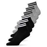 YOUCHAN 6 Pares Calcetines Cortos Hombre y Mujer | Calcetines Tobilleros Algodón Cómodos Rayas Negro Gris 43-46
