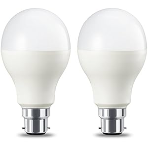 Amazon Basics LED B22 Bayonet Cap Bulb, 14W (Equivalent to 100W), Warm White, Dimmable- Pack of 2