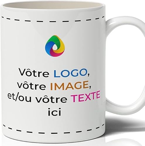 Tasse en céramique personnalisée avec photo et inscription imprimée - Idée de cadeau pour la Fête des mères, la Fête des pères, la Saint-Valentin, les anniversaires de naissance ou de mariage et Noël