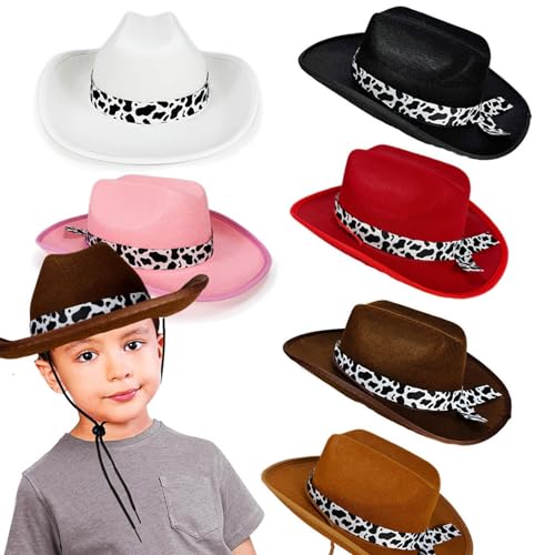Comfortable Cow Hat Band Childrens Western Hat Fabric Fabric for Parties Daily Wear Wool Cowboy Hats for Boys and Girls2