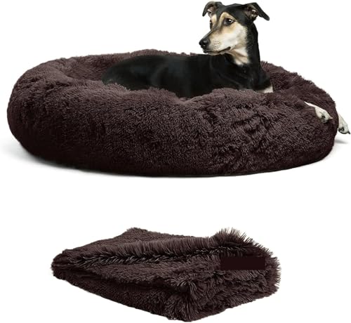 The Comfortable Plush Doughnut Hug Pet Bed Is Equipped With A Pet Blanket And An Artificial Pet Bed, Suitable For Indoor Pet Cats And Dogs Suitable for indoor pets(36.0