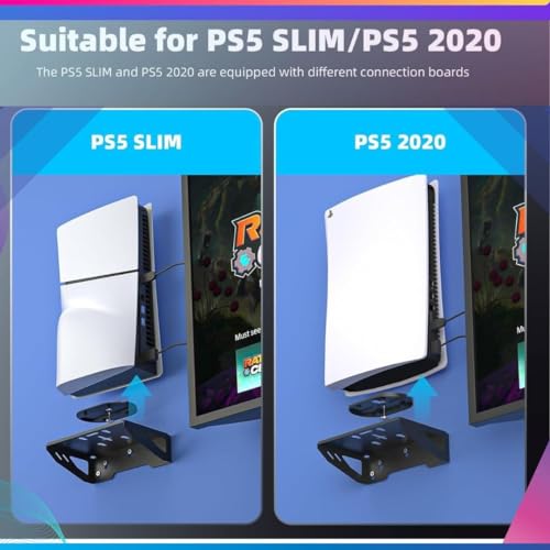 Image of New World Wall Mount Stand For PS5 Regular /PS5 Slim Bracket , Wall stand for PS5 Slim /PS5 Normal (Disc and Digital Edition), with 2 Controller holder and 1 Headphone holder (PS5 Accessories)