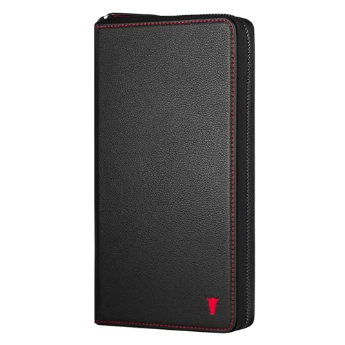 TORRO Premium Leather Family Travel Wallet, RFID Blocking Travel Organizer, Family Passport Holder for 4 Passports, Travel Documents and Cards (Black)