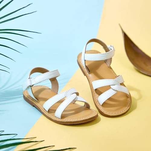 Image of Kolan Toddler Girl Sandals Open Toe Flat Princess Dress Shoes Little Kids