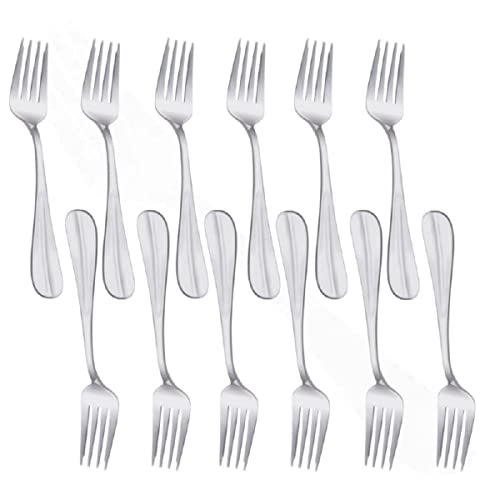 TrueCraftware- Diamond Stainless Steel Salad Fork Set of 12- Stainless Steel Flatware Silverware Cutlery Kitchen Tableware Set for Home Restaurant Flatware Forks Silverware Salad Fork Cake Dessert