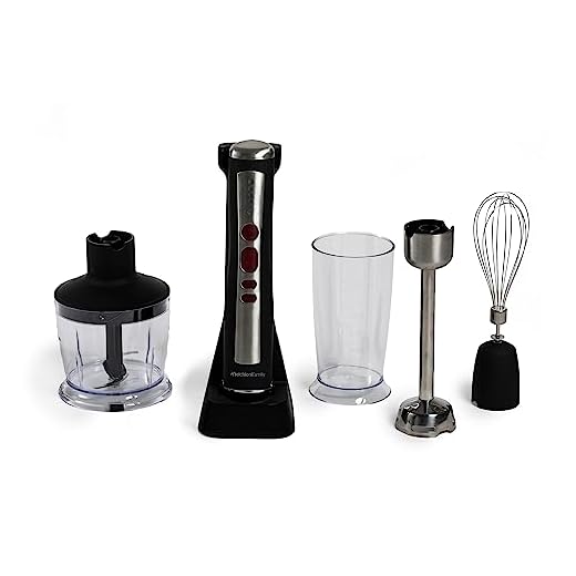 Melchioni Family | Staafmixer ZOE draadloos, oplaadbaar, set met mixer, hakmolen, mixer en maatbeker 600 ml, kleur zwart