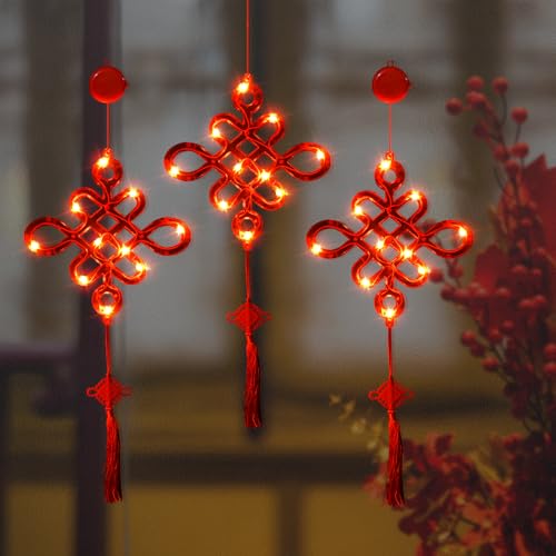 LOLStar Chinese New Year Decorations 2026, Lunar New Year Window Lights, 3 Pack Chinese Knot Battery Operated Hanging Light with Suction Cup for Chinese Lunar New Year Spring Festival Home Decor by LOLStar - Image 8